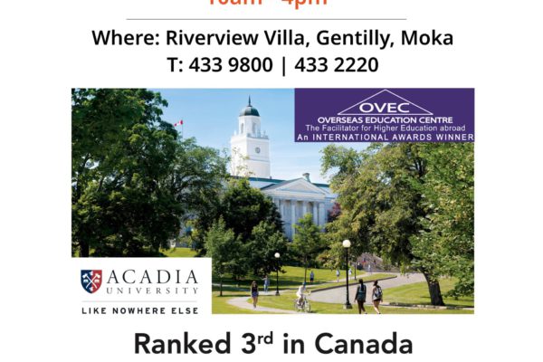 Acadia University, Canada – OVEC Open Day – Wednesday 8th June 2022