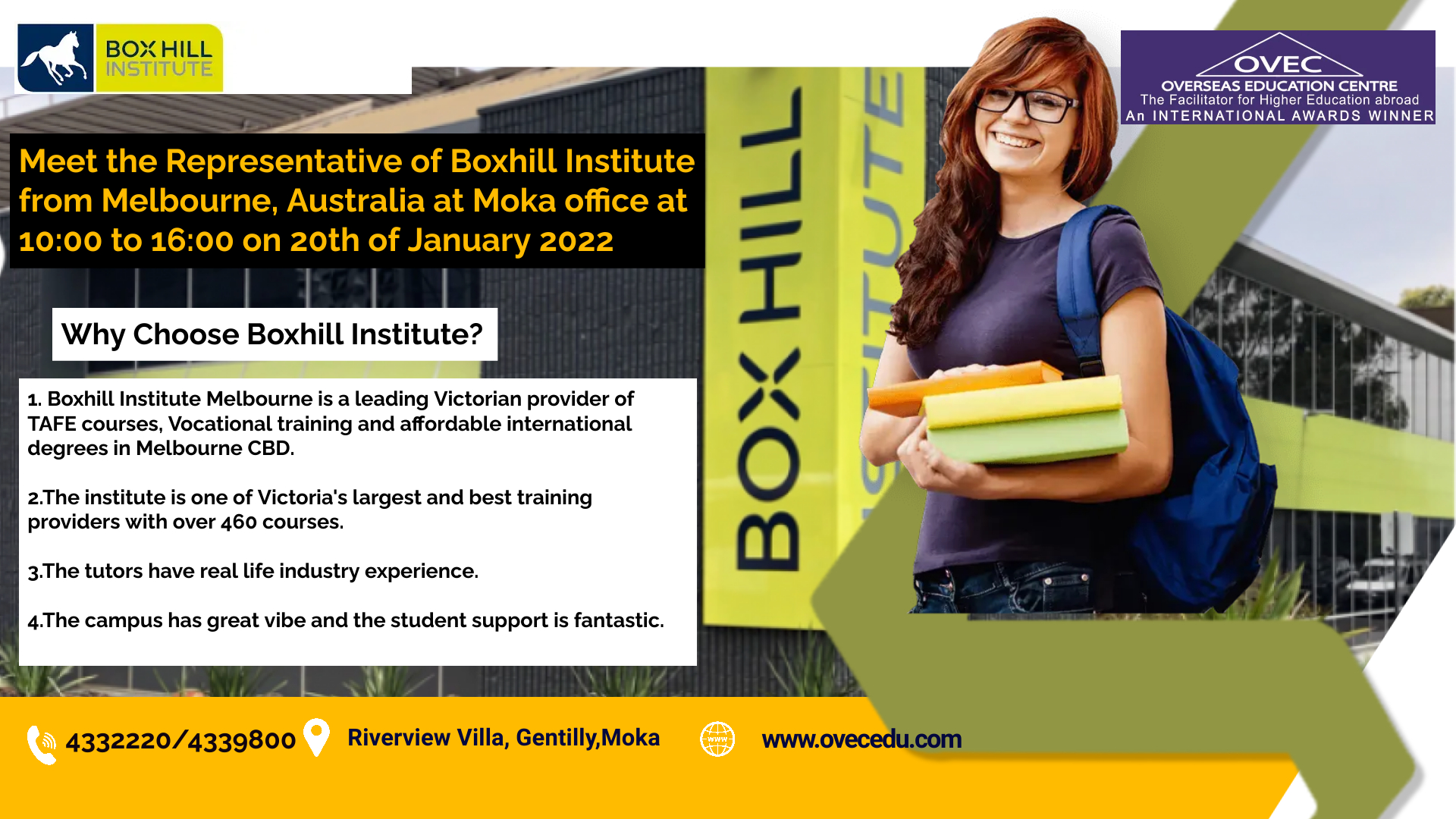 Boxhill Institute, Melbourne, Australia Open Day OVEC 20th January