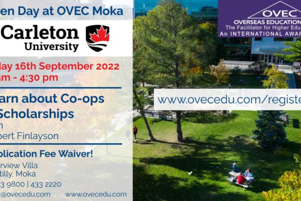 Carleton University, Canada, OPEN DAY @ OVEC Moka – Friday 16th September 2022