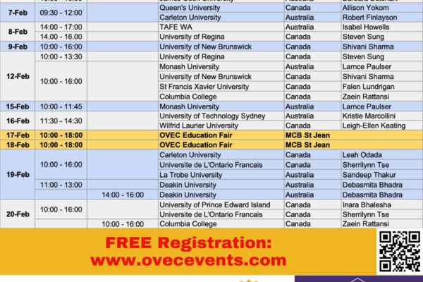 OVEC International Education Fair & Open Days Feb 2024 – Meet University Representatives in person!