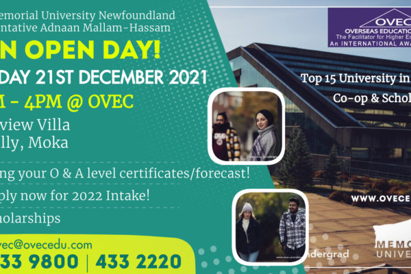 Memorial University Newfoundland Open Day at OVEC 21st Dec 2021