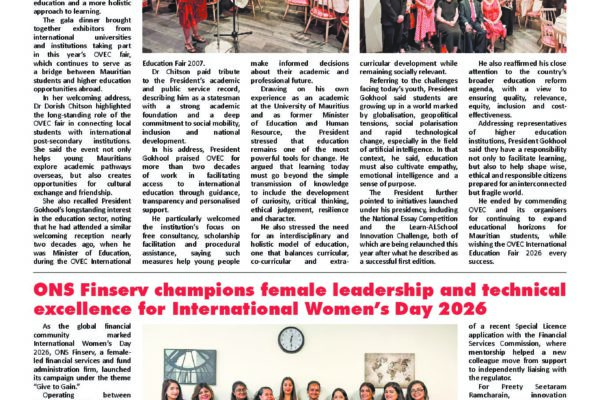 OVEC GALA DINNER GRACED BY H.E. DHARAM GOKHOOL, THE PRESIDENT OF THE REPUBLIC OF MAURITIUS