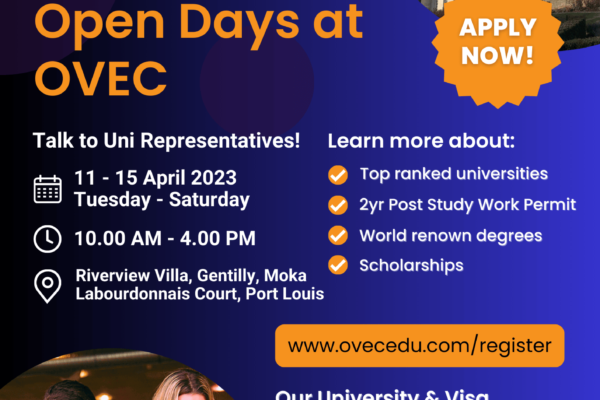 Study in the United Kingdom – Open Days at OVEC: 11-15 April 2023!