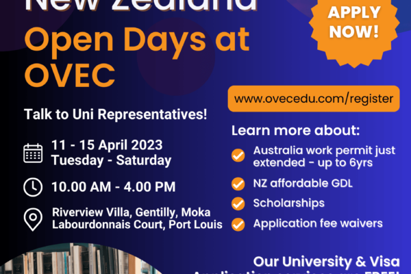 Study in Australia & NZ – Open Days at OVEC: 11-15 April 2023!