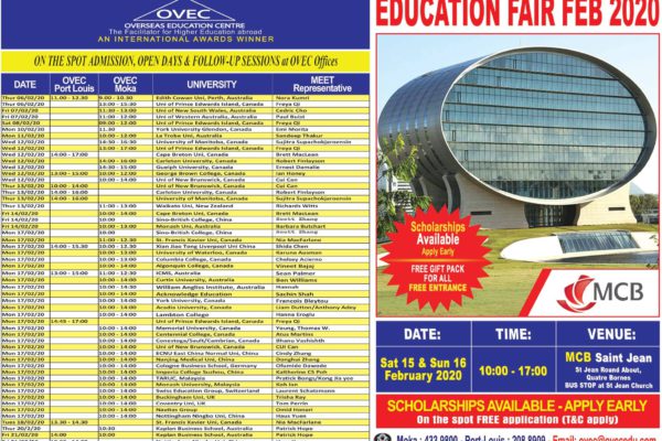 On the spot admissions, open days and follow-up sessions at OVEC offices Feb 2020