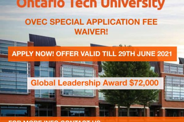Ontario Tech University – OVEC special application fee waiver and Scholarships